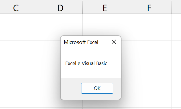 pop up Excel and Visual Basic