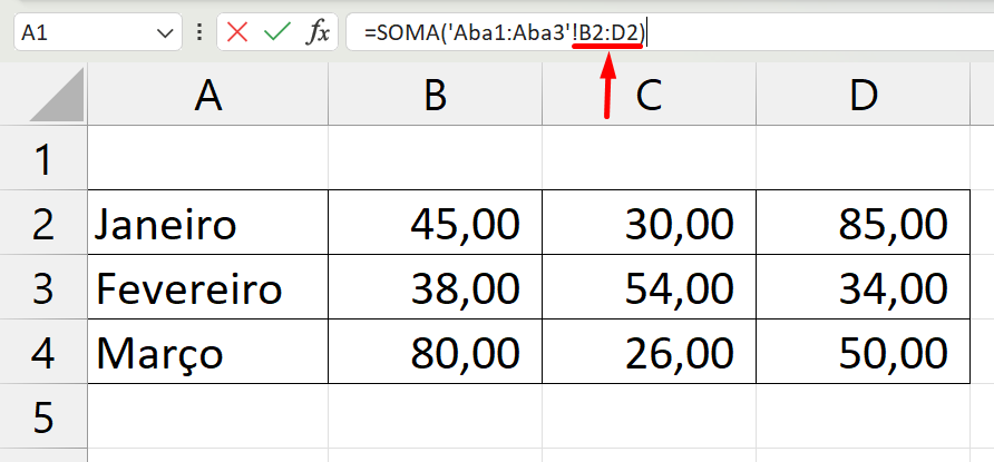 Como SOMAR no Excel, intervalo