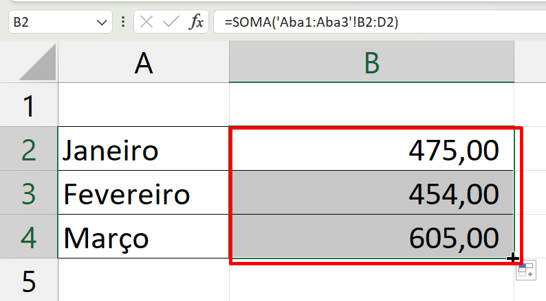 Como SOMAR no Excel, resultado soma 3d