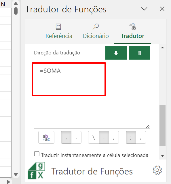 Traduzir Funções no Excel, resultado