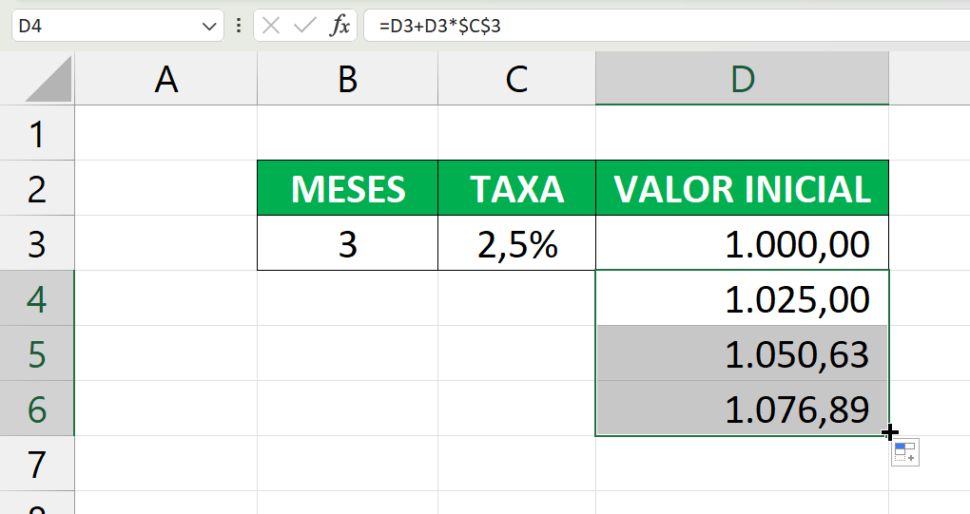Como Calcular o Acumulado de Juros Compostos no Excel