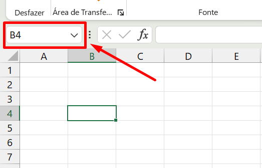 Barra de Fórmulas no Excel, caixa de nome