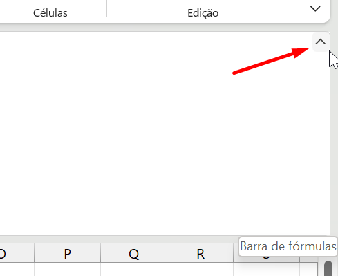 Barra de Fórmulas no Excel, recolher barra