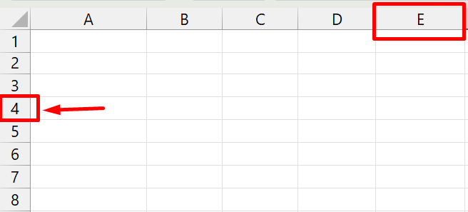 Linhas e Colunas no Excel, linha intersecção