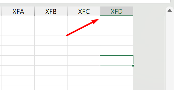 Linhas e Colunas no Excel, última coluna do Excel