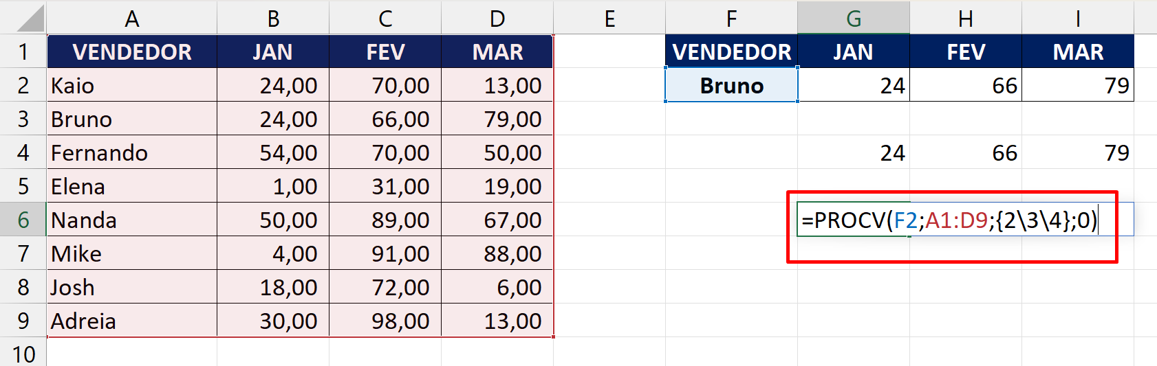 Função BDEXTRAIR no Excel, procv