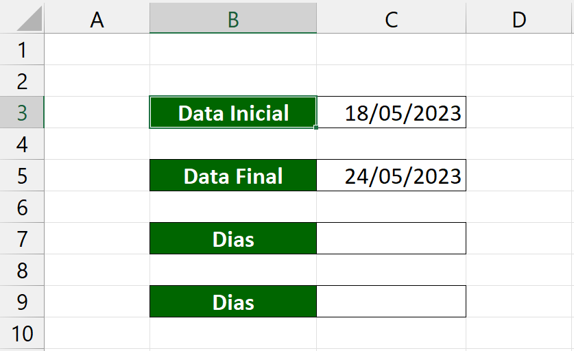 Função DIAS no Excel