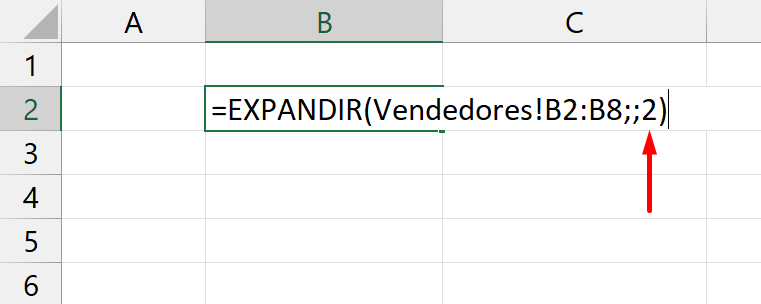 Função EXPANDIR, sintaxes