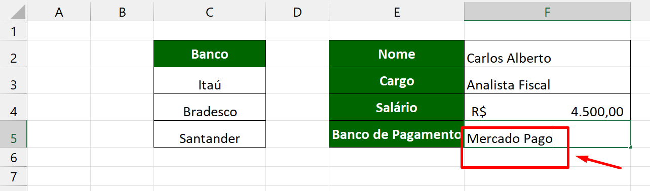 Mensagem de ALERTA no Excel, exemplos