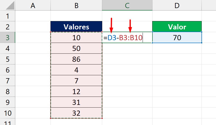Valor Procurado no Excel, subtração