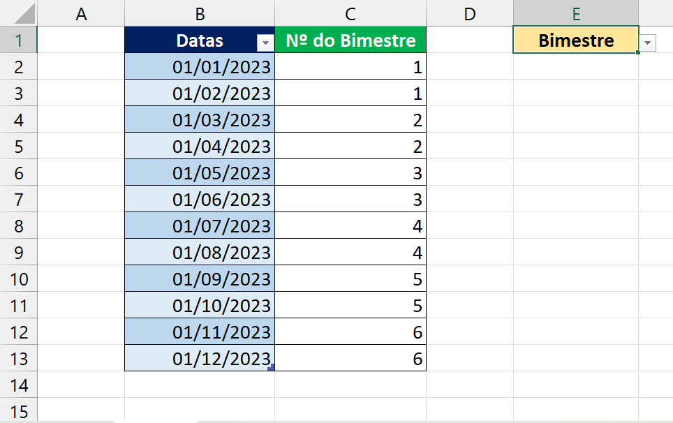 Bimestres e Trimestres no Excel
