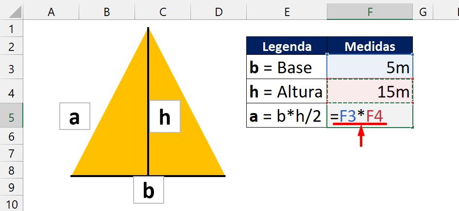 Calcular a Área de um Triângulo, multiplicação