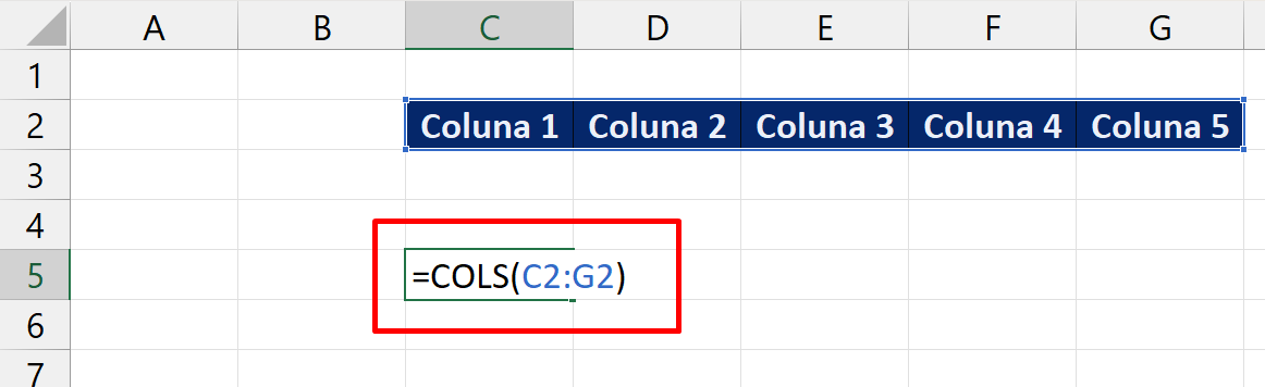 Contar o Número de Colunas com Funções COL e COLS no Excel