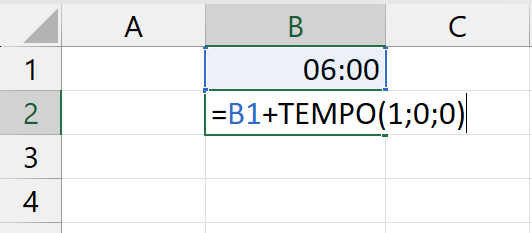 Horários da Manhã no Excel, função tempo