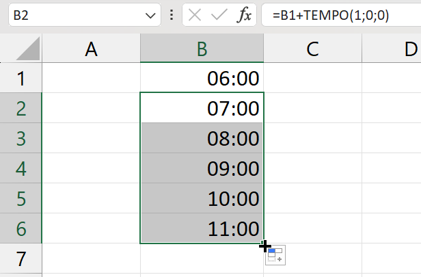 Horários da Manhã no Excel, resultado função