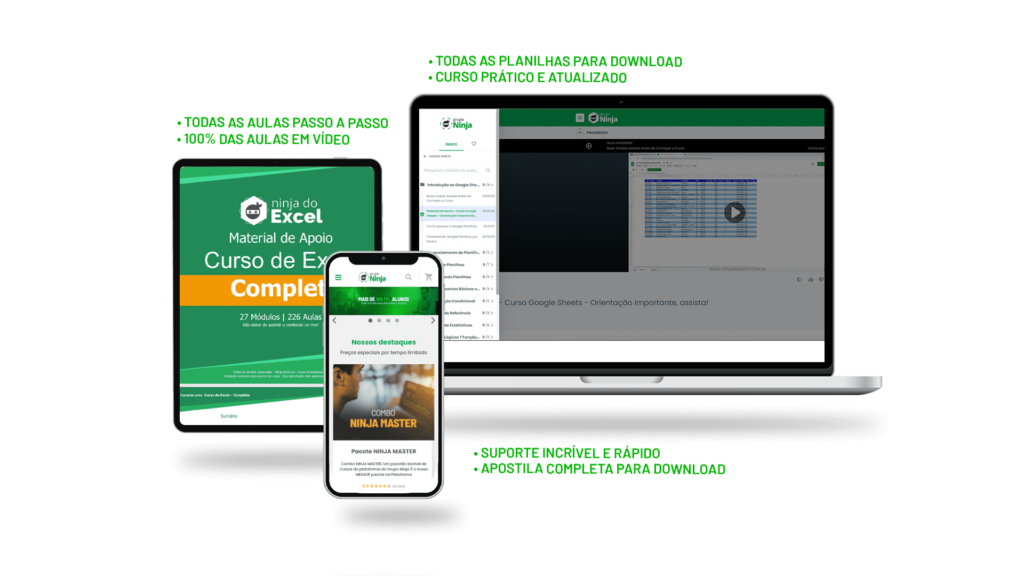 Pacote curso de Excel - Ninja do Excel - Grupo Ninja