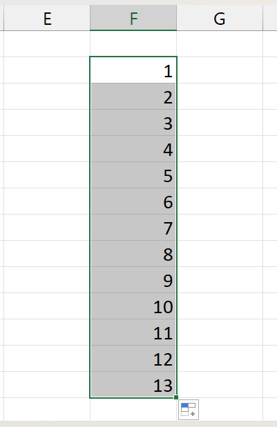 Percorrer Linhas ou Colunas no Excel, números