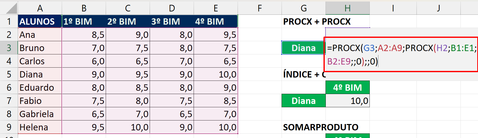 Pesquisa Bidirecional no Excel 365, procx