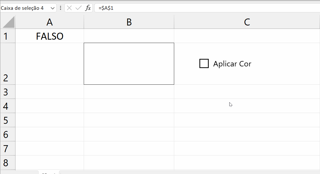 Como Colorir Célula Marcando Caixa de Seleção no Excel,exemplo
