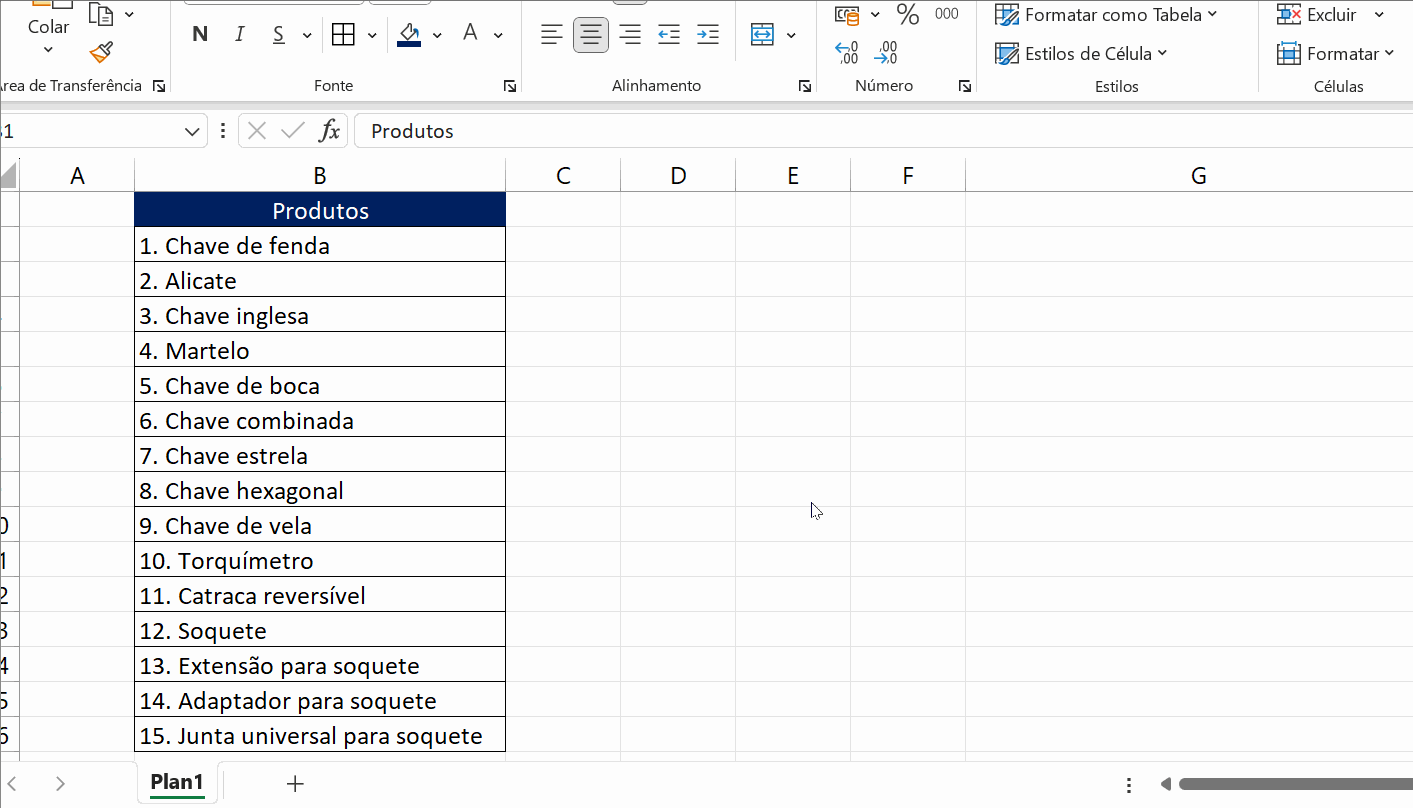 Copiar e Colar no Excel, seta