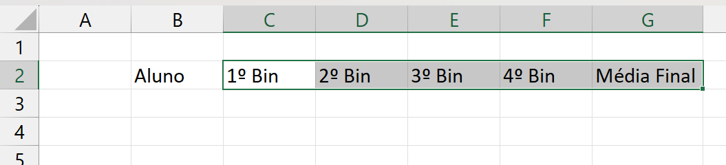 Fazer Tabela no Excel, demais titulos