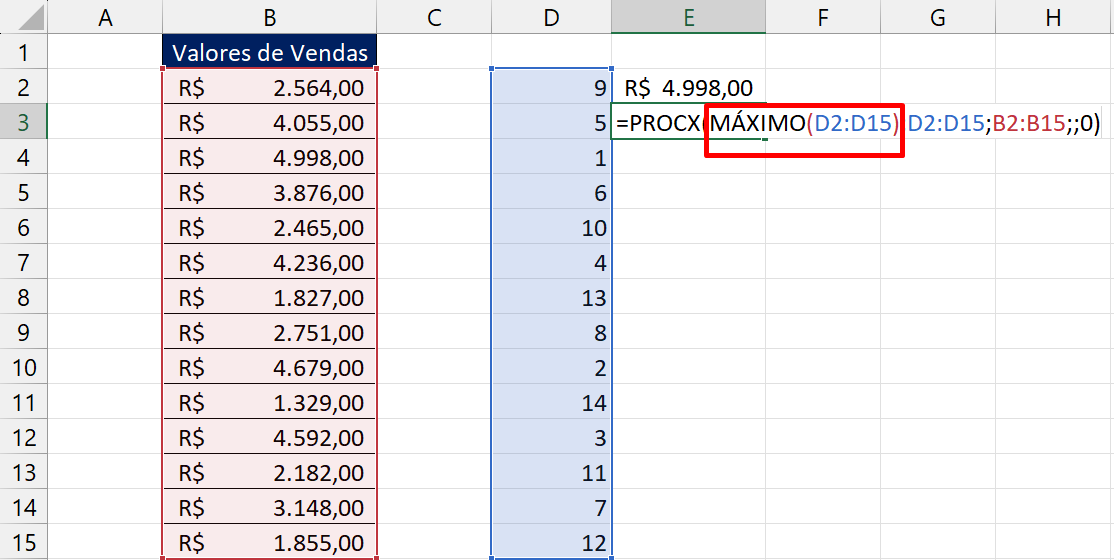 Ranking de Vendas no Excel, máximo
