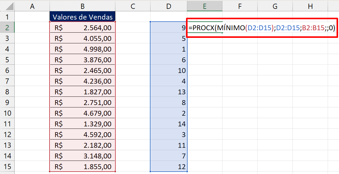 Ranking de Vendas no Excel, procx