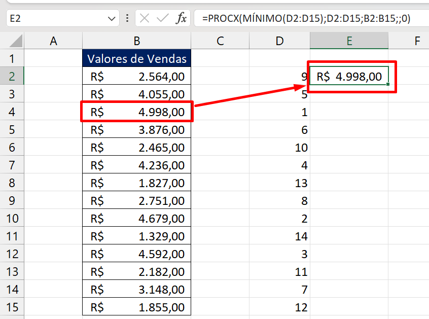 Ranking de Vendas no Excel, resultado maior valor