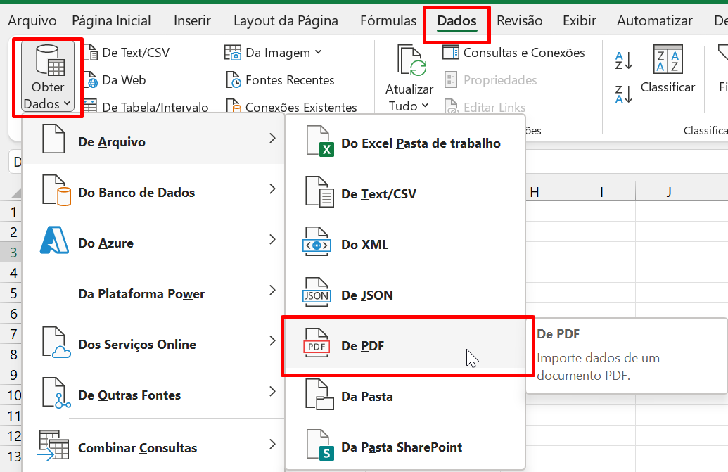Transformar PDF em Excel