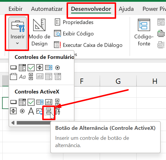 Botão de Alternância no Excel