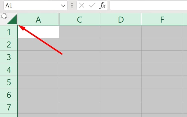 Desocultar Colunas no Excel, seta