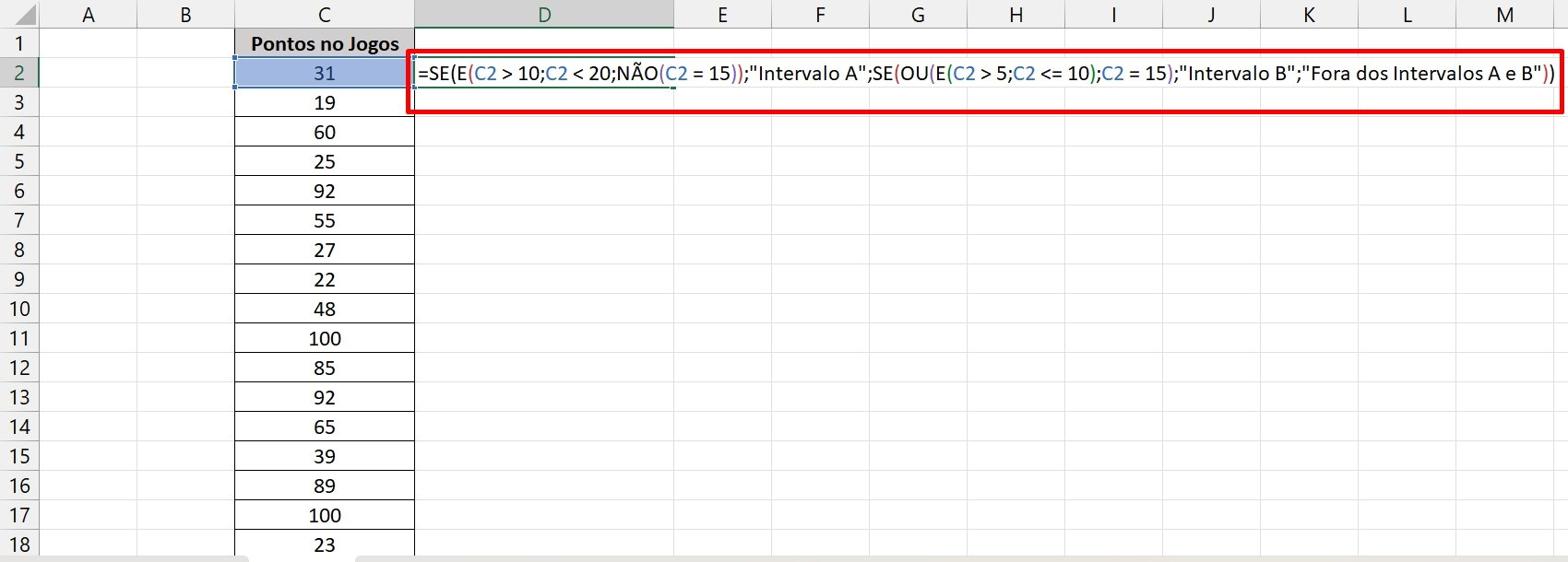 Fórmula SE no Excel, função se, e, ou e não