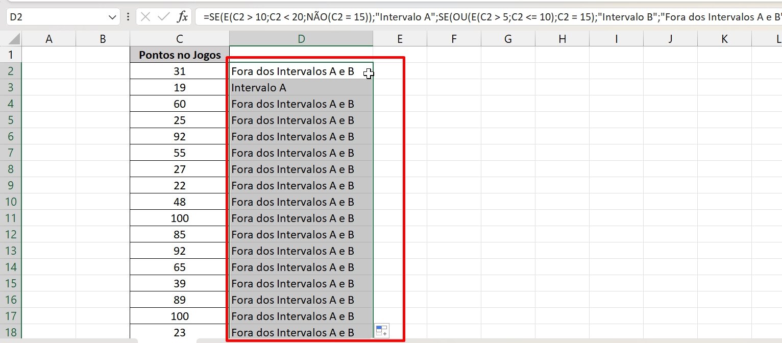 Fórmula SE no Excel, resultado função se, e, ou, não
