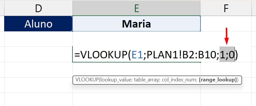 Função VLOOKUP, número da coluna