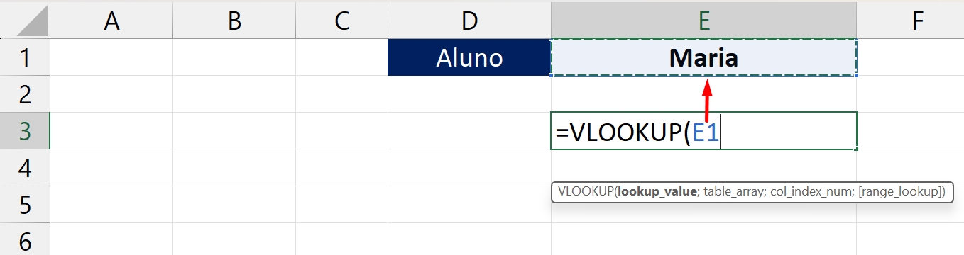 Função VLOOKUP, valor procurado