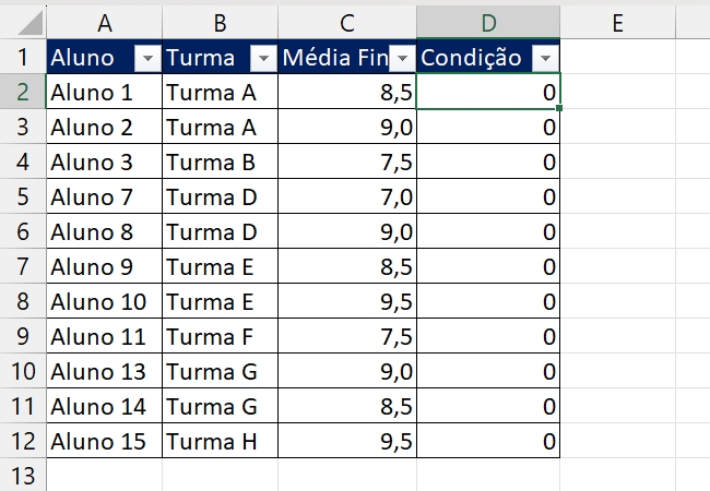 Linhas em Branco no Excel, resultado filtro e seleção