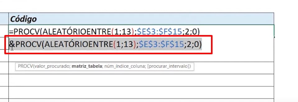 Códigos Aleatórios no Excel, copiar fórmula
