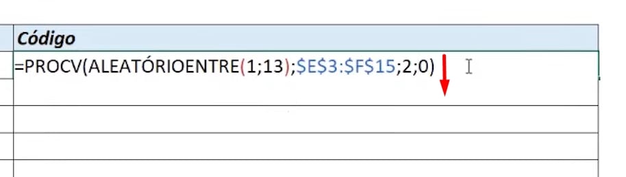 Códigos Aleatórios no Excel, quebra de linha