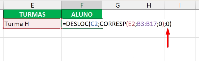 Pesquisas com a Função DESLOC, zero terceira sintaxe
