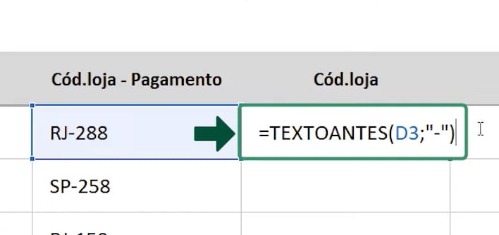 Separar Textos no Excel, textoantes
