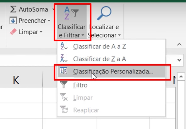 Classificação Personalizada no Excel, classificar