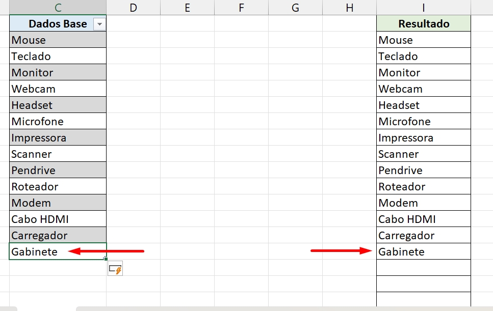 Coluna Dinâmica no Excel 365, preenchimento
