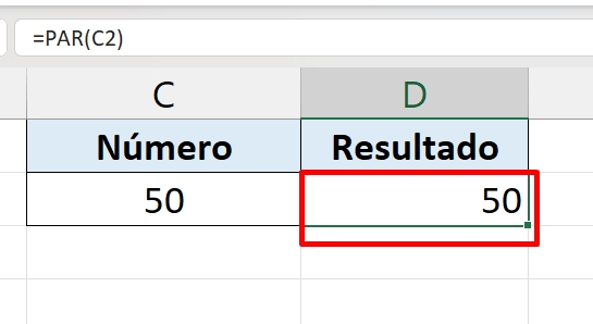 Função PAR no Excel 365, resultado sem arredondar