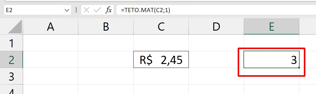 Função TETO.MAT, resultado 1