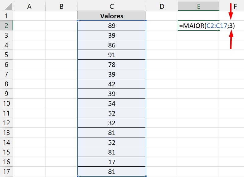 Valor Máximo no Excel, função maior