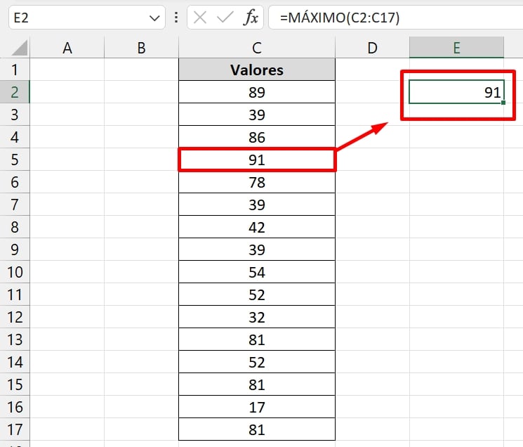 Valor Máximo no Excel, resultado função máximo