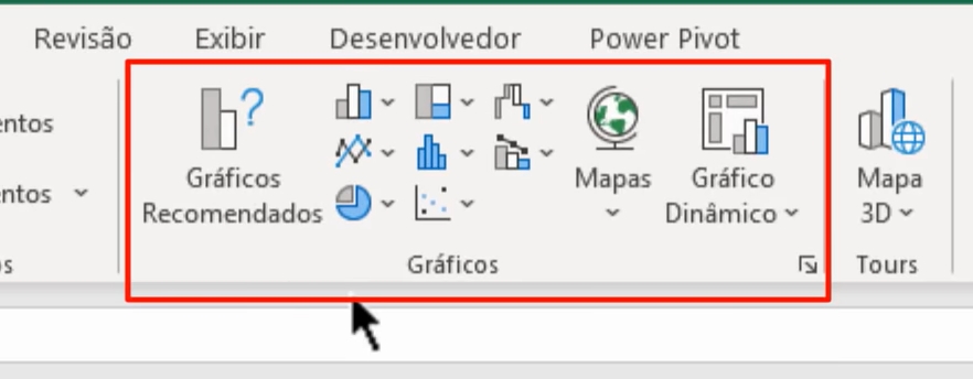 Criar Gráficos no Excel, área dos gráficos