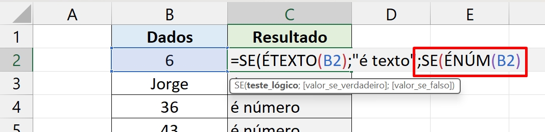 Função SE com 3 Condições, énúm