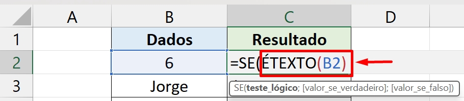 Função SE com 3 Condições, étexto