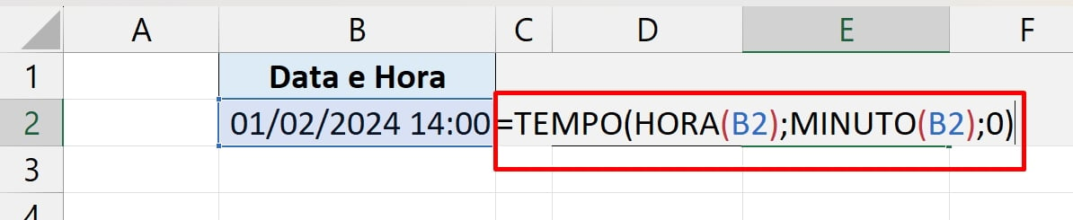 Separar Data e Horas no Excel, hora